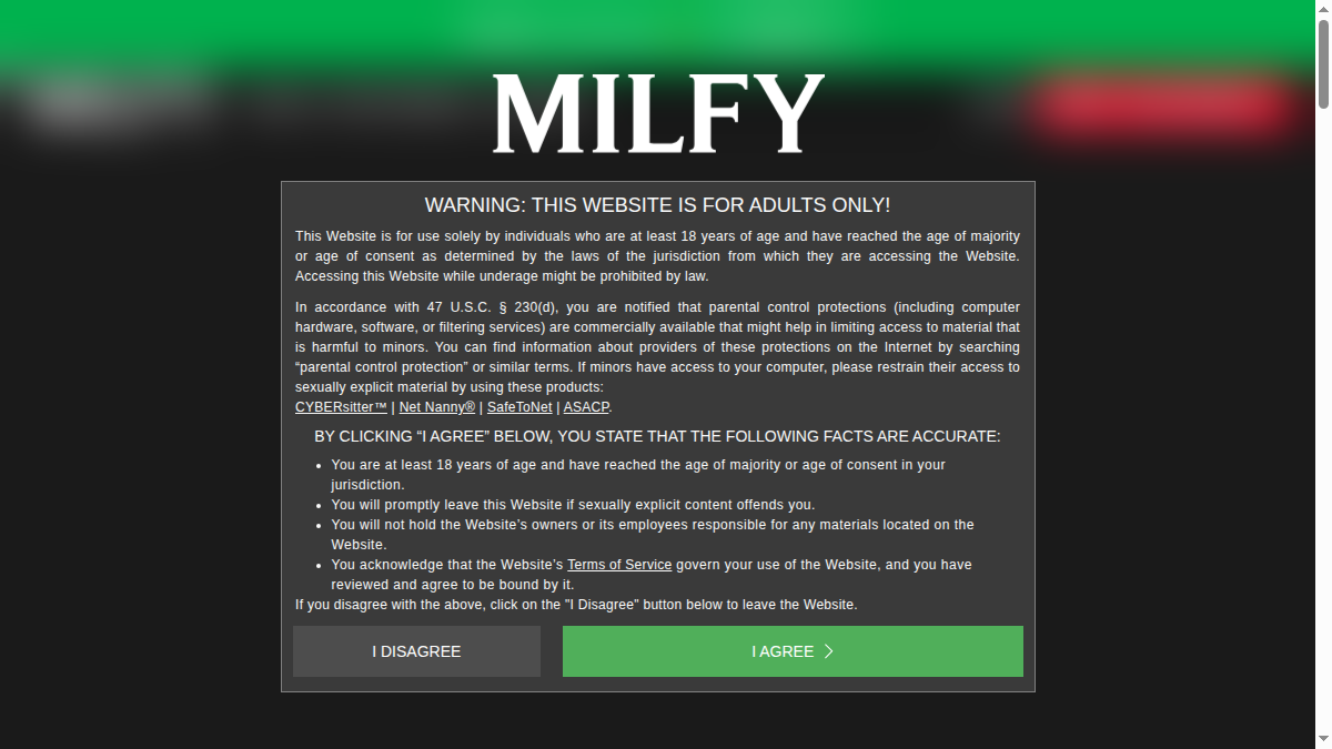Milfy 网站预览