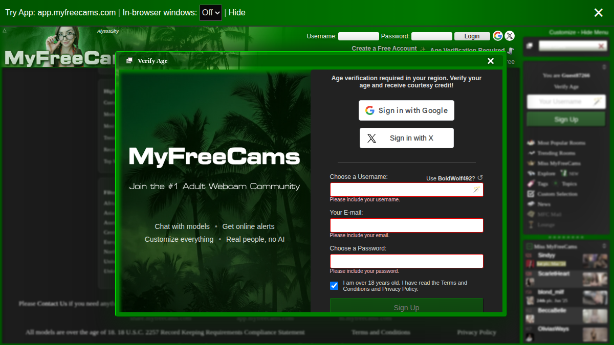 MyFreeCams 网站预览
